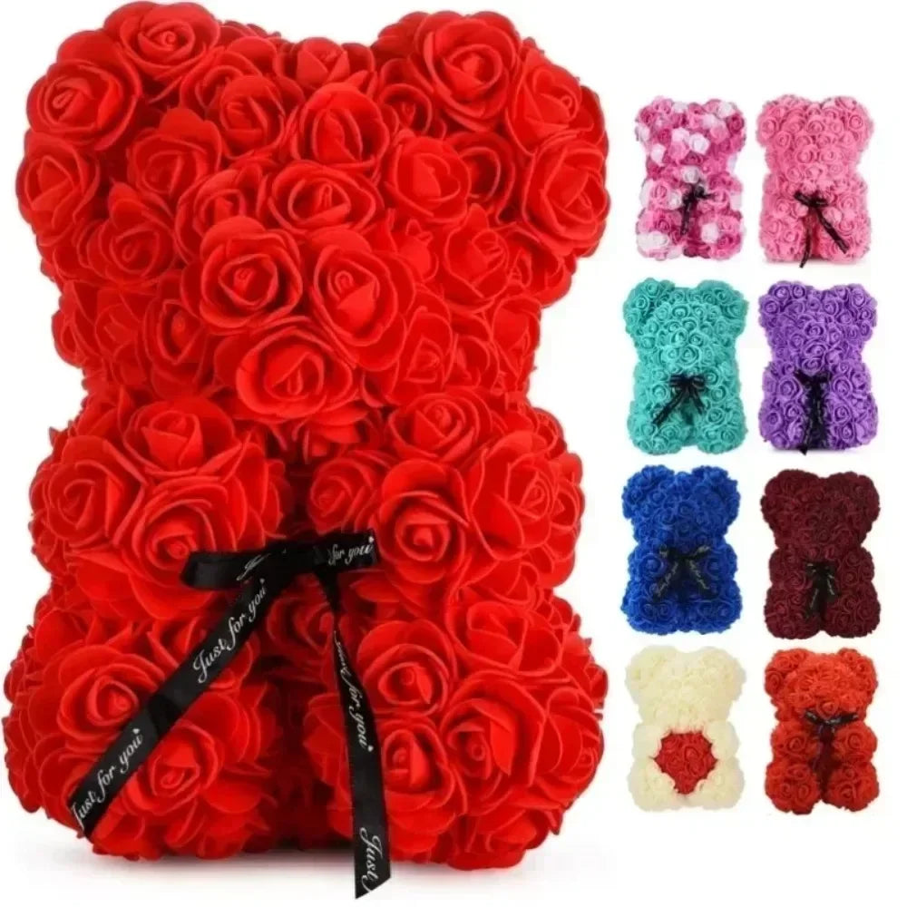Valentine's Day Artificial Flower Eternal Rose Teddy Bear for Birthday Anniversary Gifts & Decor Miniatures A for my girlfriend