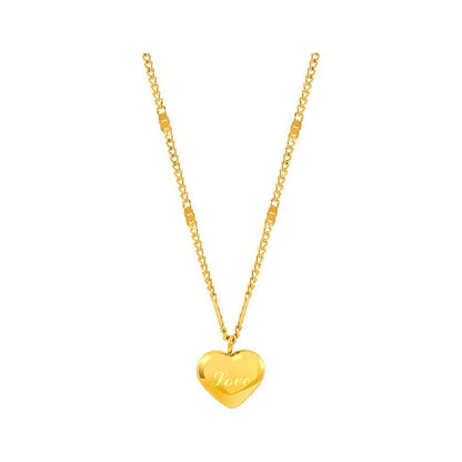 1pcs Gold-color Necklace Ms Simple Fashion Peach Heart Engraved Love Collarbone Chain Holiday Gifts