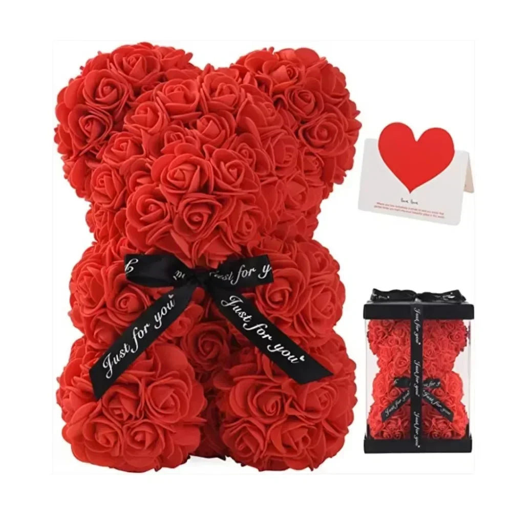 Valentine's Day Artificial Flower Eternal Rose Teddy Bear for Birthday Anniversary Gifts & Decor Miniatures A for my girlfriend