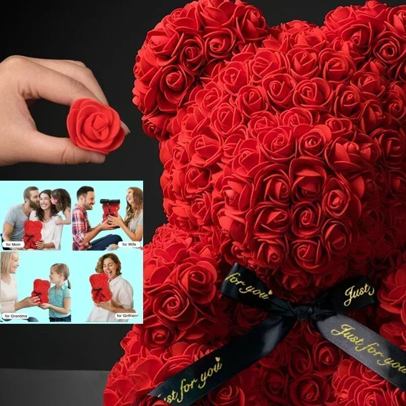 Valentine's Day Artificial Flower Eternal Rose Teddy Bear for Birthday Anniversary Gifts & Decor Miniatures A for my girlfriend
