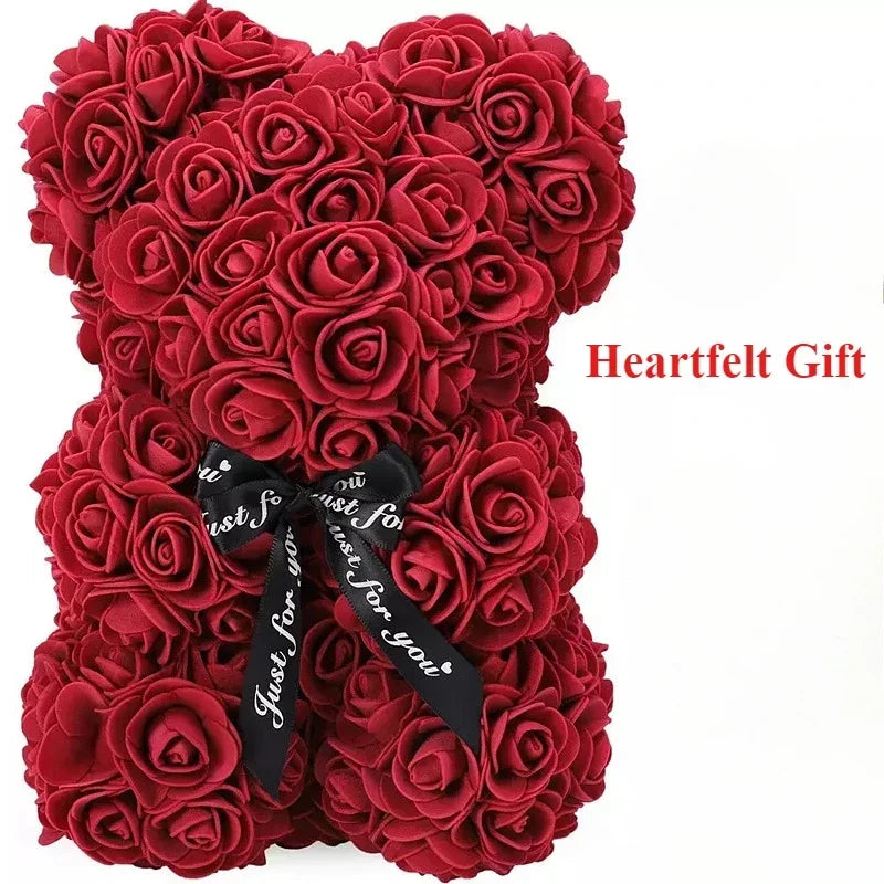 Valentine's Day Artificial Flower Eternal Rose Teddy Bear for Birthday Anniversary Gifts & Decor Miniatures A for my girlfriend