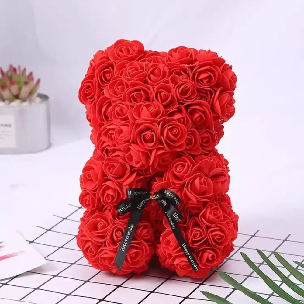 Valentine's Day Artificial Flower Eternal Rose Teddy Bear for Birthday Anniversary Gifts & Decor Miniatures A for my girlfriend